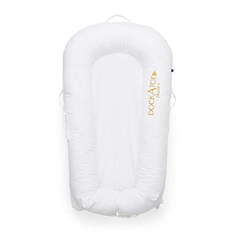 DockATot Deluxe+ Dock - The All in One Portable & Lightweight Baby Lounger - Suitable from 0-8 Months (Pristine White)