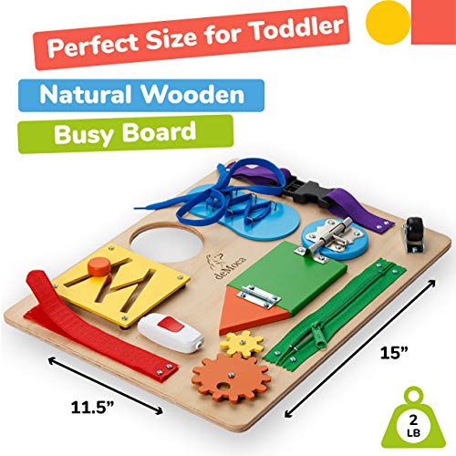 Montessori Busy Board for Toddlers - Wooden Sensory Toys - Toddler Preschool Learning Activities for Fine Motor Skills Travel Toy – Educational Learning Toys for 3 Years Old Boys & Girls