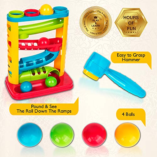 Award Winning Durable Pound A Ball, Stacking, Learning, Active, Early Developmental Montessori Toy, Fun Gift for Toddler & Kids - STEM Developmental Educational Toys - Great Birthday Gift