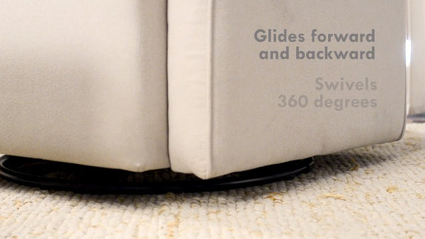 DaVinci Olive Upholstered Swivel Glider with Bonus Ottoman in Cream, Greenguard Gold & CertiPUR-US Certified