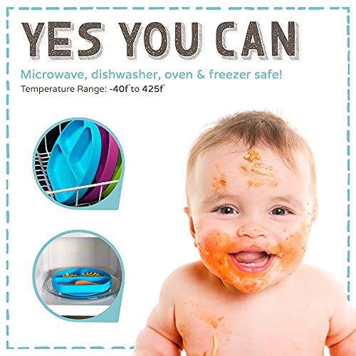 Silikong Suction Plate for Toddlers | BPA Free, 100% Food-Grade Silicone | Microwave, Dishwasher and Oven Safe | Stay Put Divided Baby Feeding Bowls and Dishes for Kids and Infants